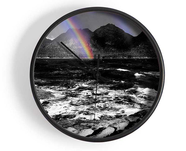 Rainbow Ocean Mountains B n W Clock - Wallart-Direct UK