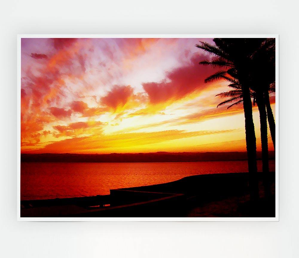 Tranquil Ocean Sunset Print Poster Wall Art