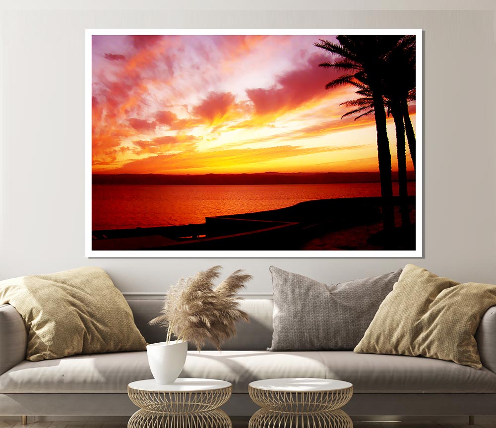 Tranquil Ocean Sunset Print Poster Wall Art