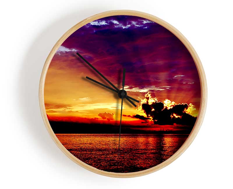 Sunrays Through The Rainbow Sky Clock - Wallart-Direct UK