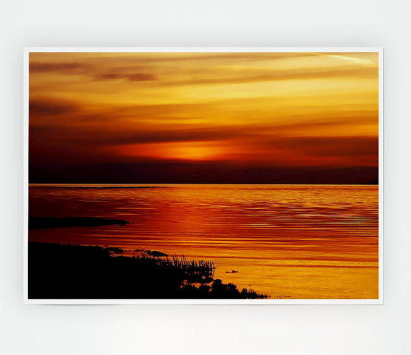 Calming Lake Sunset Print Poster Wall Art
