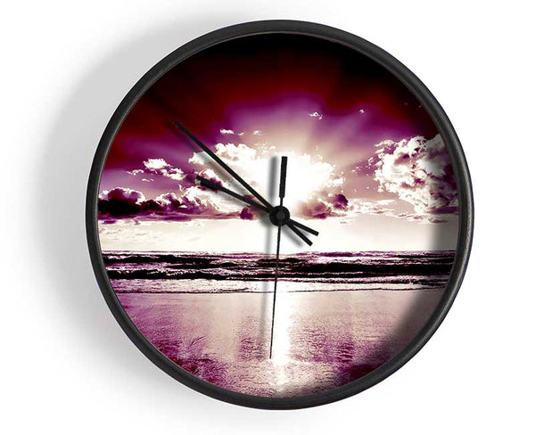Purple Sunburst Clock - Wallart-Direct UK