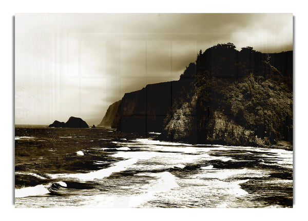 Sepia Ozean Felsen