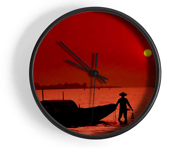 Red Fisherman Clock - Wallart-Direct UK
