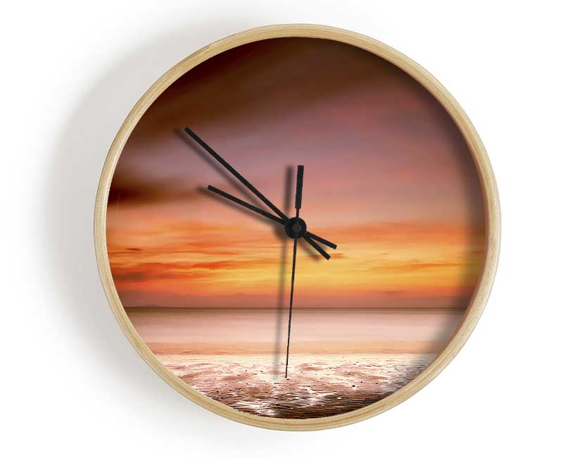 Ocean Calm Sunset Clock - Wallart-Direct UK