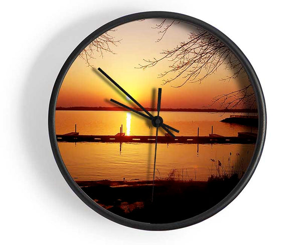 Tranquil Lake Sunrise Clock - Wallart-Direct UK
