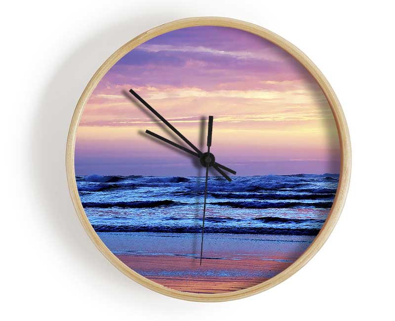 Stunning Blue Ocean Shores Clock - Wallart-Direct UK