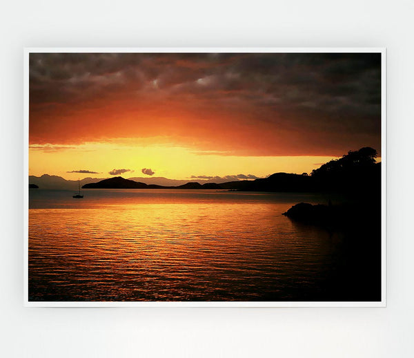 Glowing Crystal Sunset Print Poster Wall Art