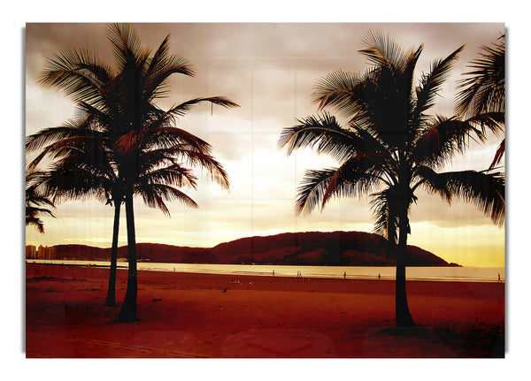 Strand Palme Bergblick