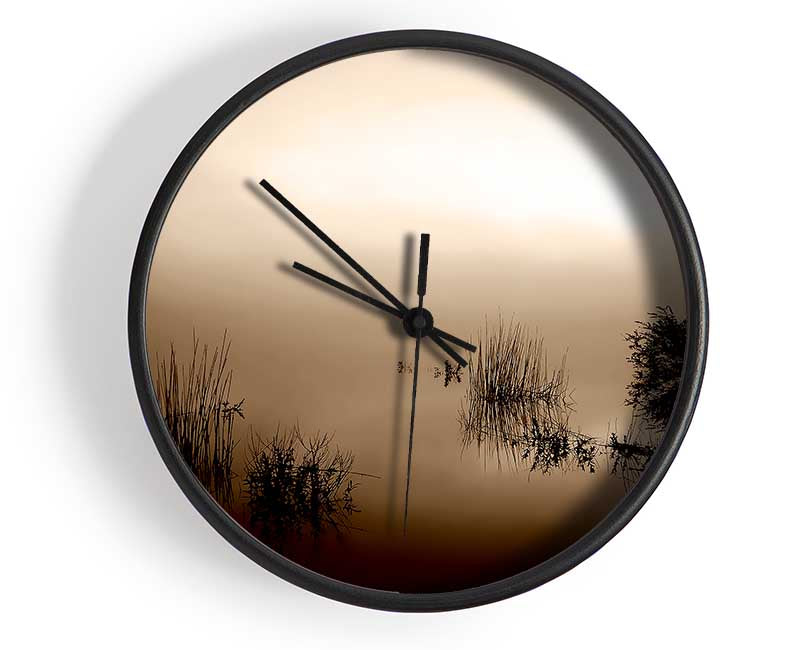 Brown Misty Lake Clock - Wallart-Direct UK