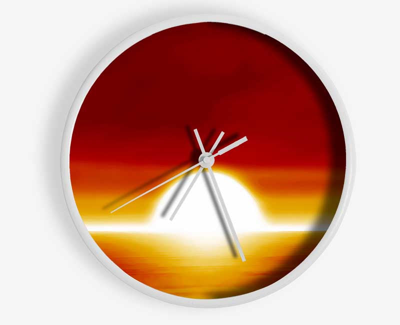 Surreal Orange Sunset Clock - Wallart-Direct UK