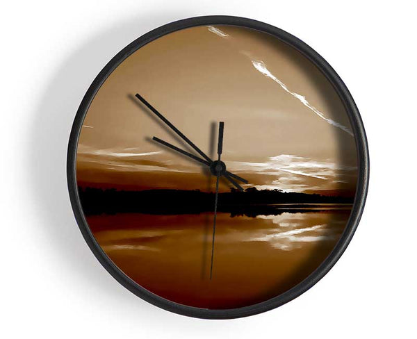 Tranquil Chocolate Lake Clock - Wallart-Direct UK