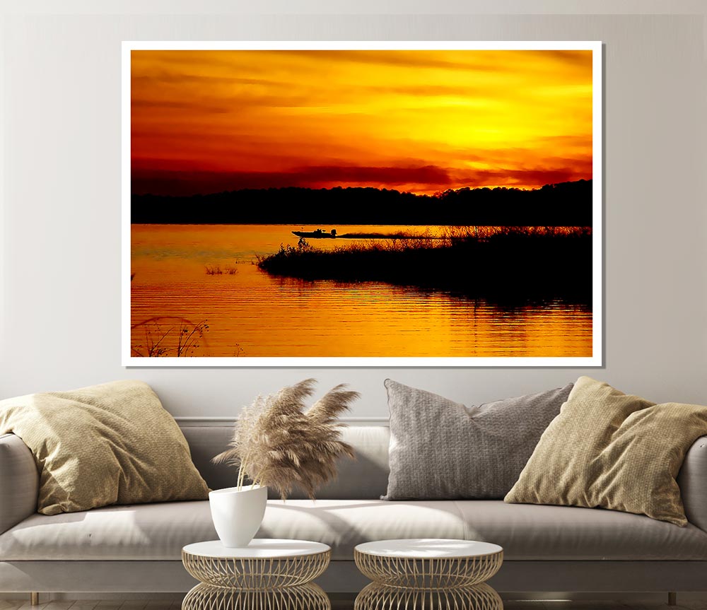 Tranquil Orange Waters Print Poster Wall Art