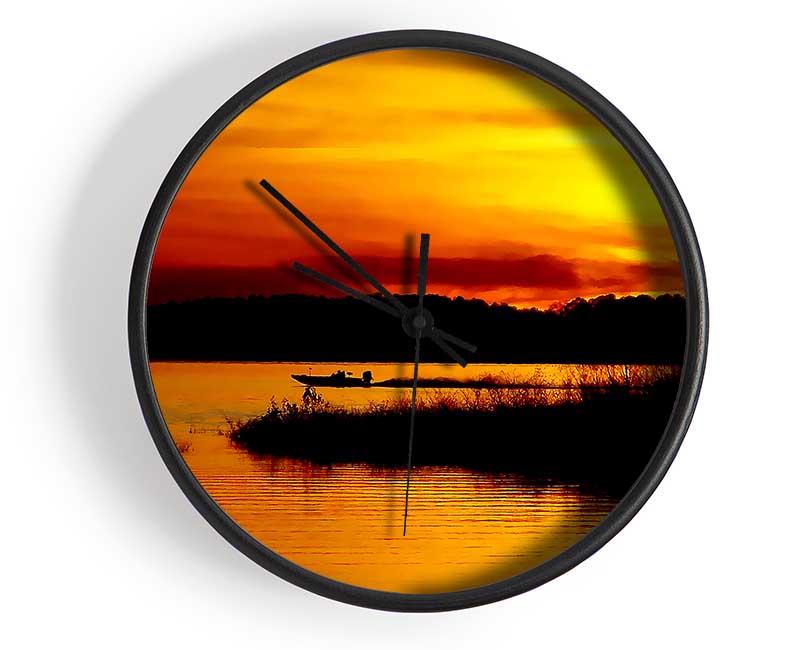 Tranquil Orange Waters Clock - Wallart-Direct UK
