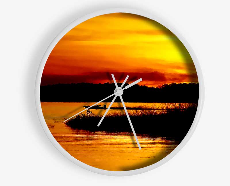Tranquil Orange Waters Clock - Wallart-Direct UK