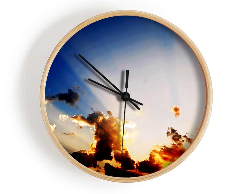 Sunrays Of The Golden Cloud Clock - Wallart-Direct UK