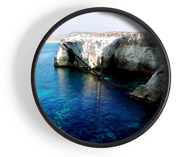 White Ocean Rocks Clock - Wallart-Direct UK