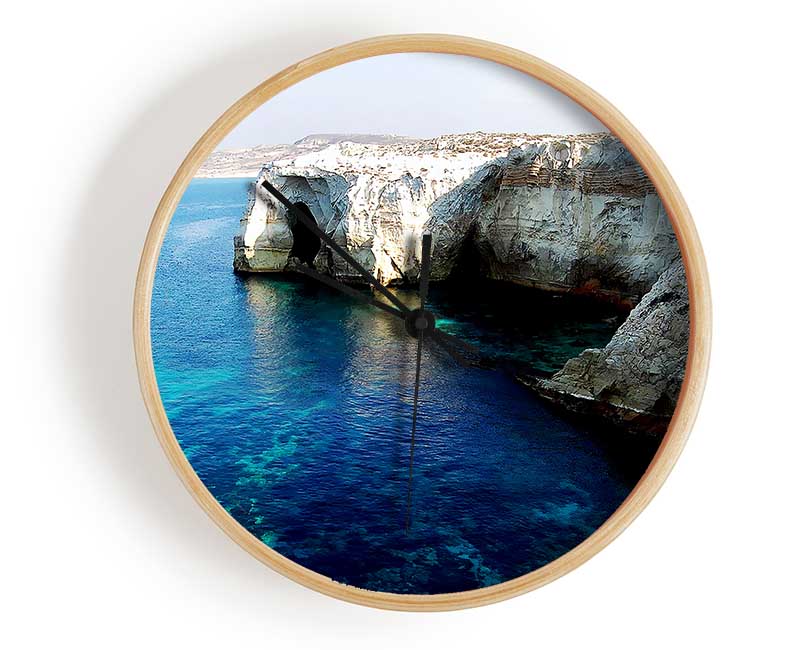 White Ocean Rocks Clock - Wallart-Direct UK