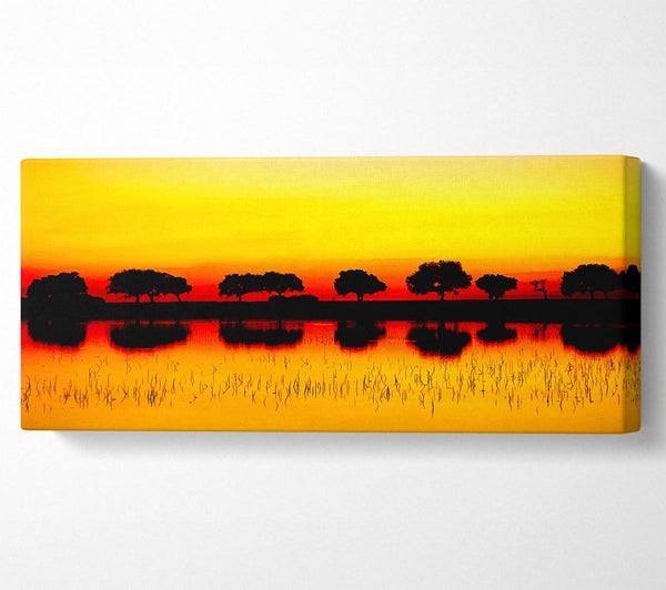 Reflexionen der Sonnenuntergang Bäume Golden