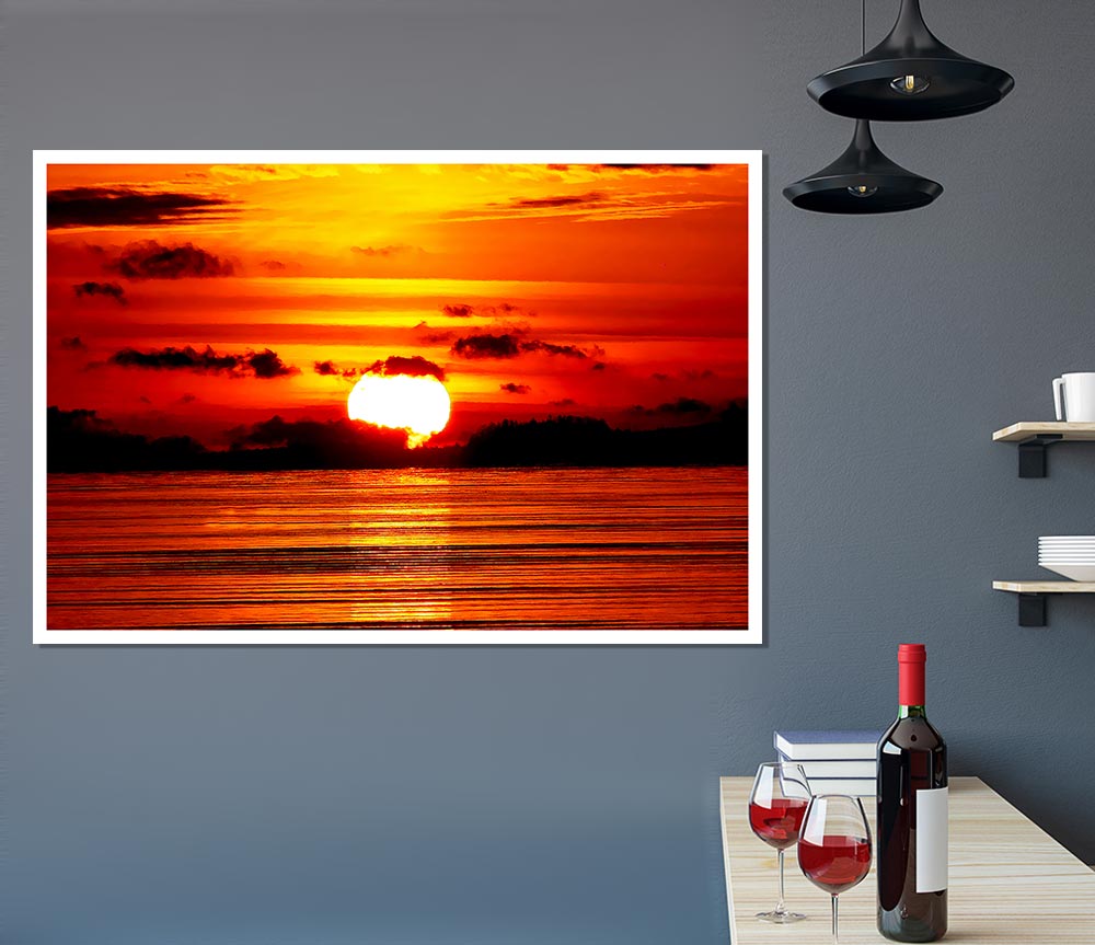 The Red Sunset Print Poster Wall Art