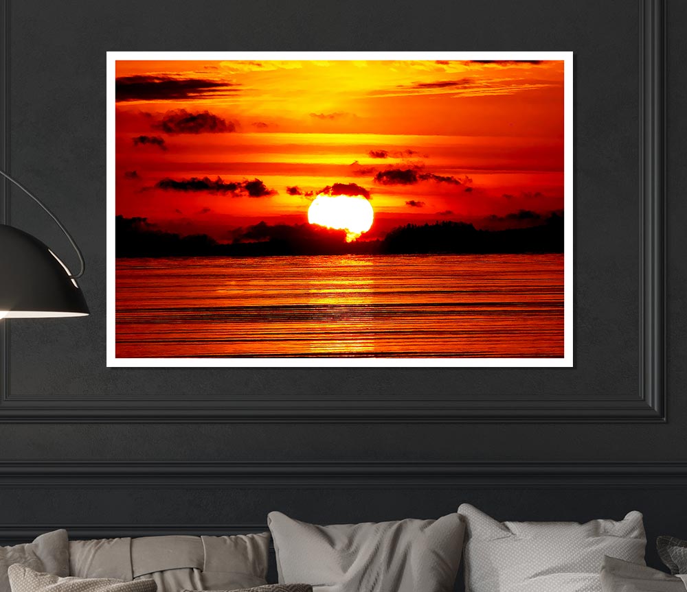 The Red Sunset Print Poster Wall Art