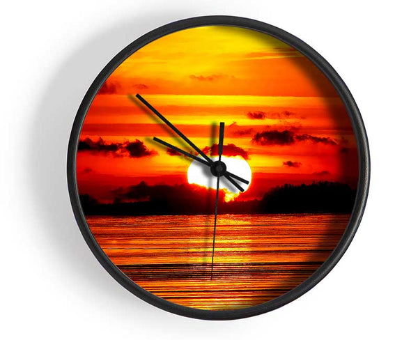 The Red Sunset Clock - Wallart-Direct UK