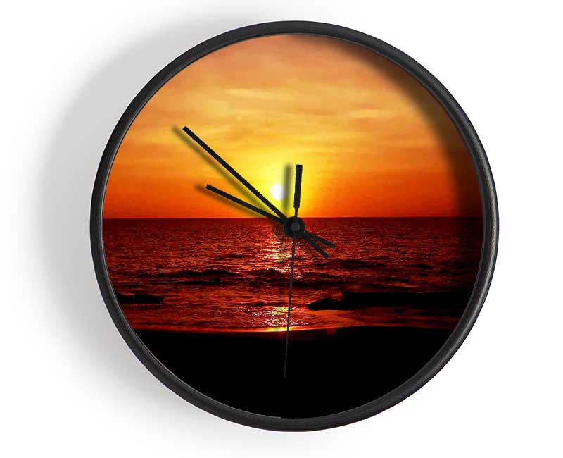 Sunset Ocean Waves Clock - Wallart-Direct UK