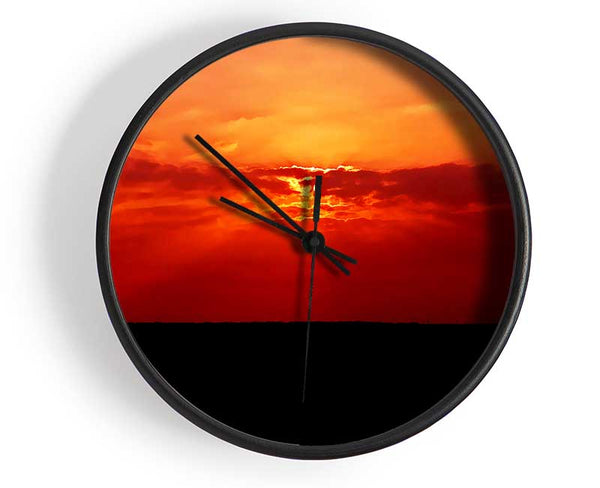 Red Sunbeams Over The Black Ocean Clock - Wallart-Direct UK