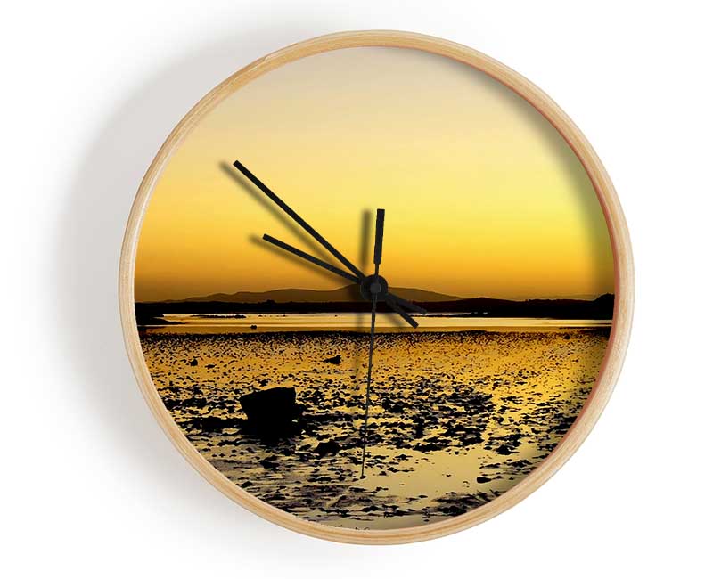 Yellow Pebble Shoreline Clock - Wallart-Direct UK