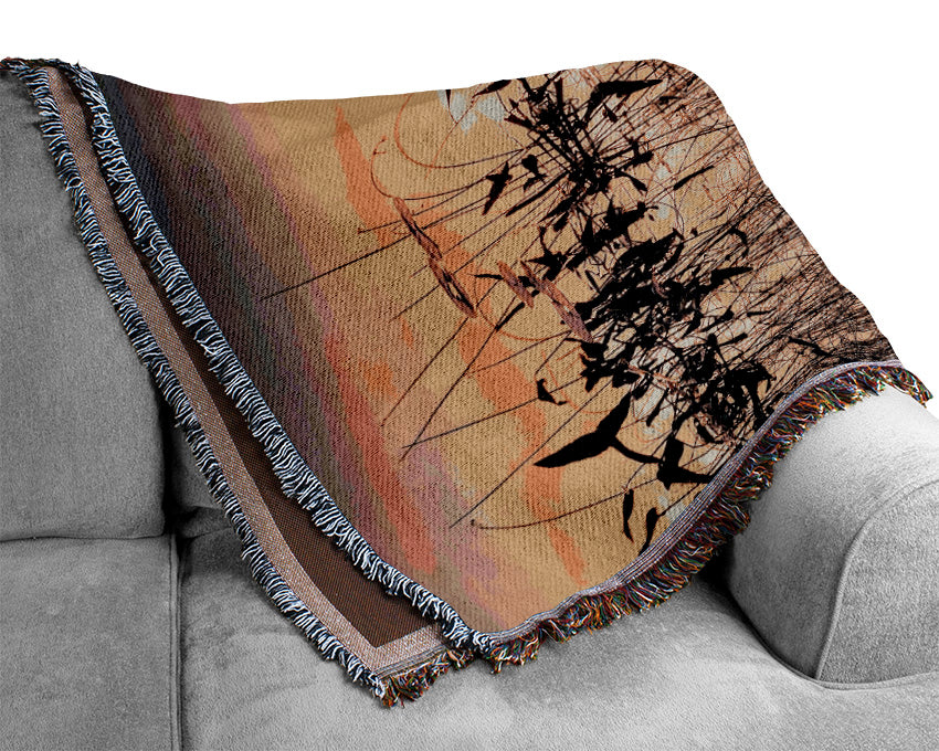 Winter Lake At Daybreak Woven Blanket