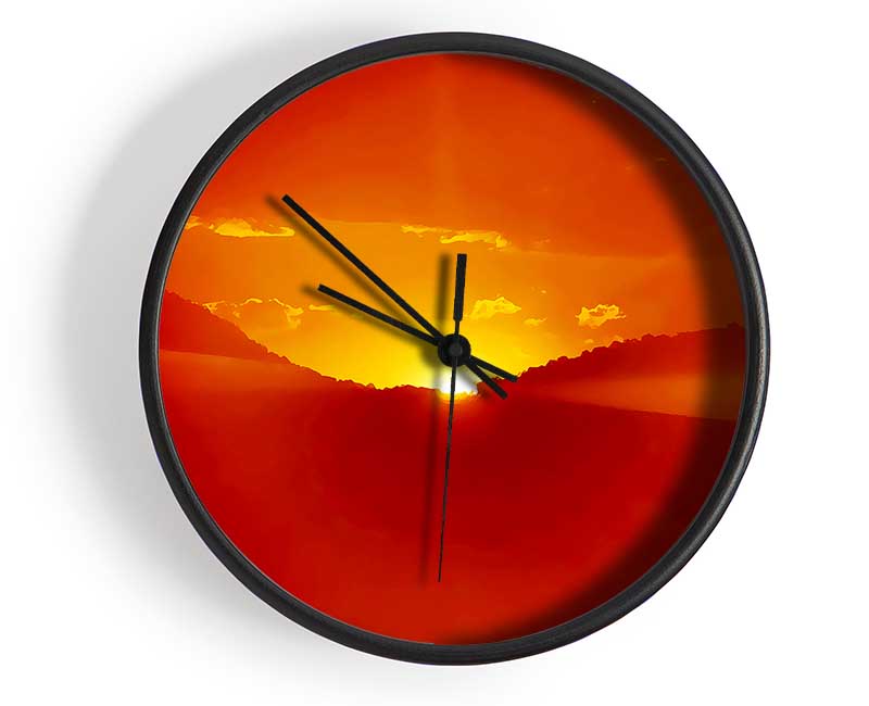 Stunning Orange Sun Blaze Clock - Wallart-Direct UK