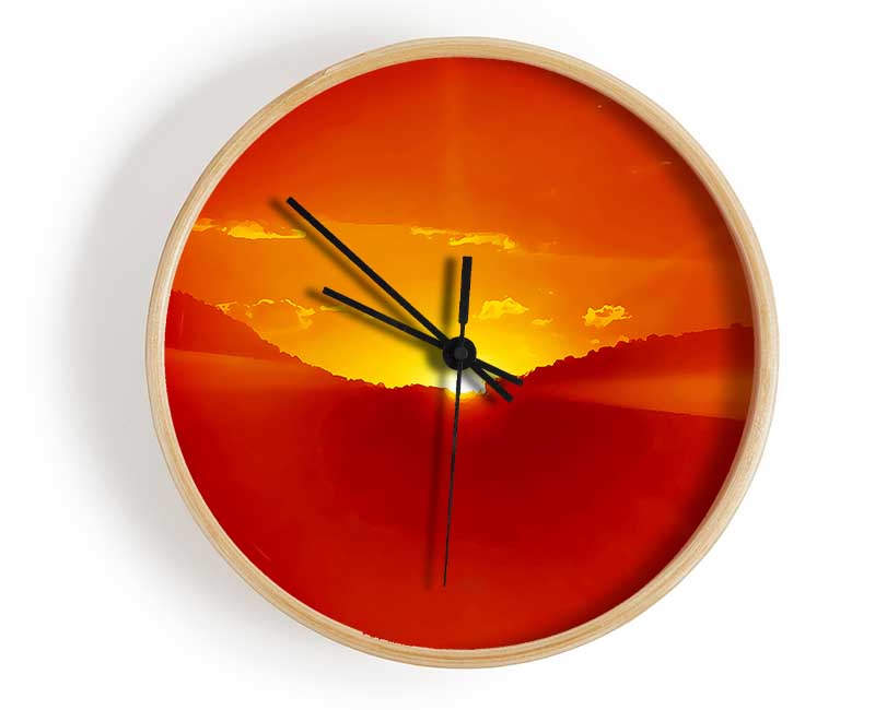 Stunning Orange Sun Blaze Clock - Wallart-Direct UK