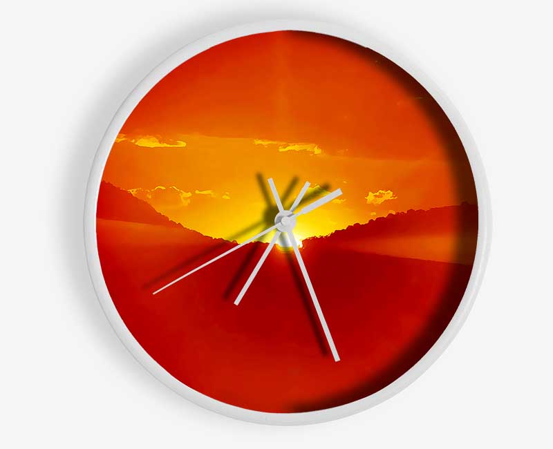 Stunning Orange Sun Blaze Clock - Wallart-Direct UK