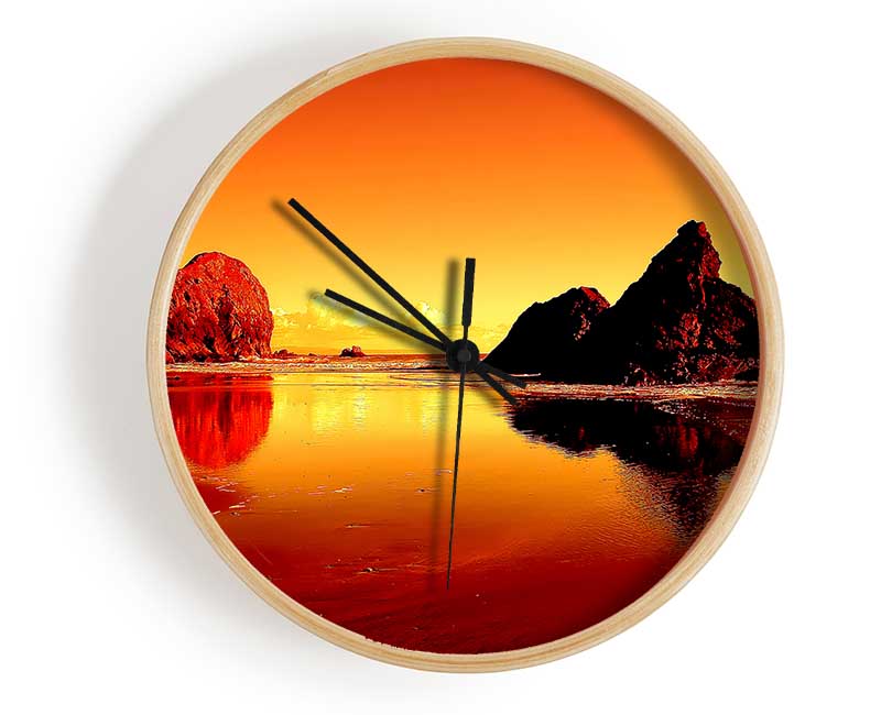 Reflections Of The Rocky Ocean Clock - Wallart-Direct UK