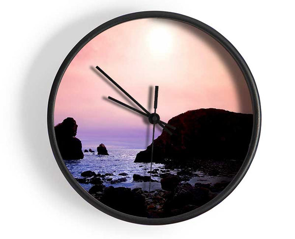 Pink Mist Ocean Skies Clock - Wallart-Direct UK