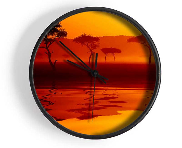 Reflections Of The Stunning Lake Trees Clock - Wallart-Direct UK