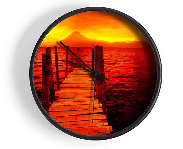 Red Pier Mountain View Clock - Wallart-Direct UK