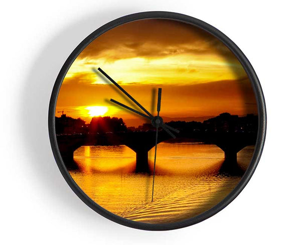 Sunset Over Florence River Clock - Wallart-Direct UK