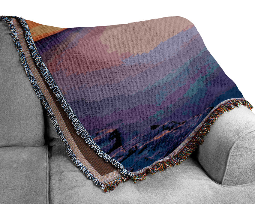 Tranquil Ocean Dusk Woven Blanket