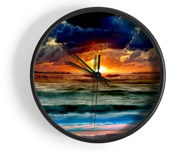 Stunning Ocean Sun Clouds Clock - Wallart-Direct UK