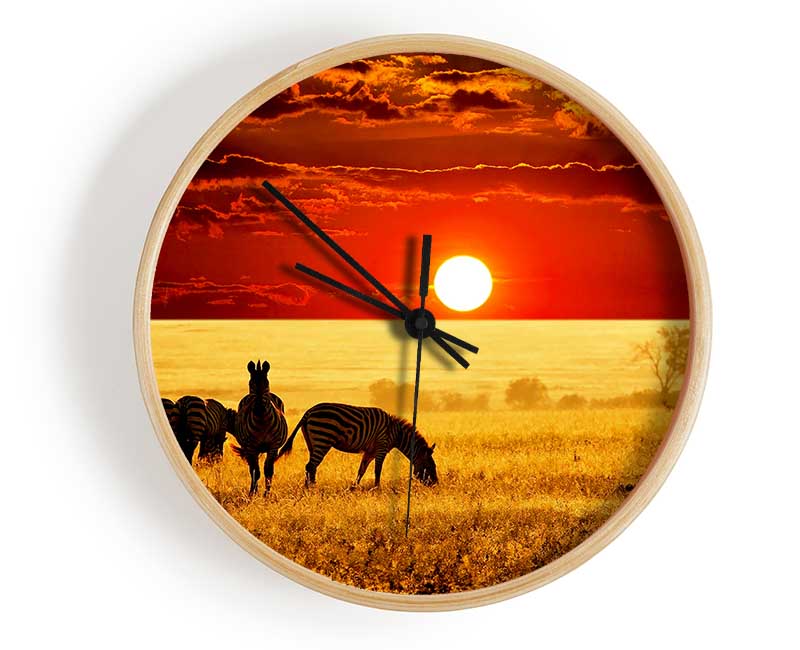 Zebras In The African Sun Clock - Wallart-Direct UK