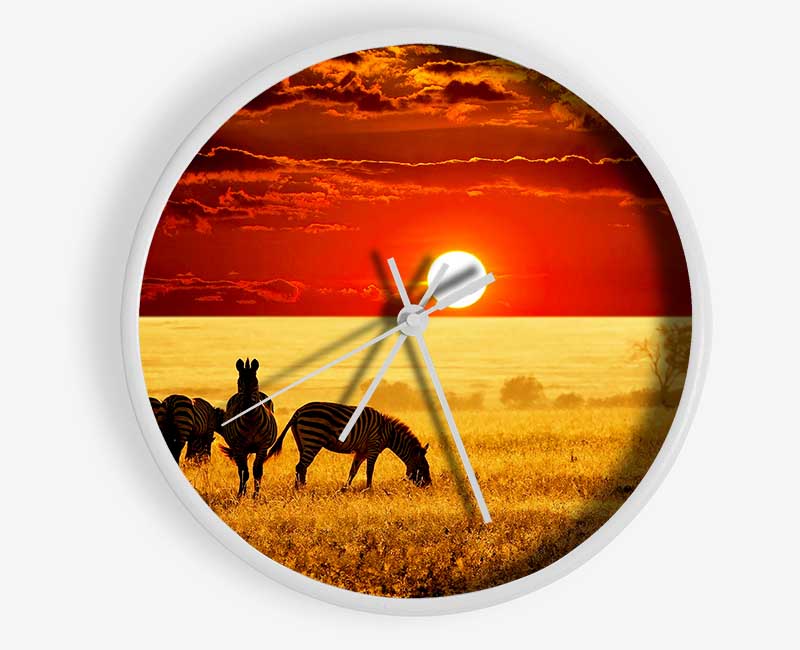 Zebras In The African Sun Clock - Wallart-Direct UK