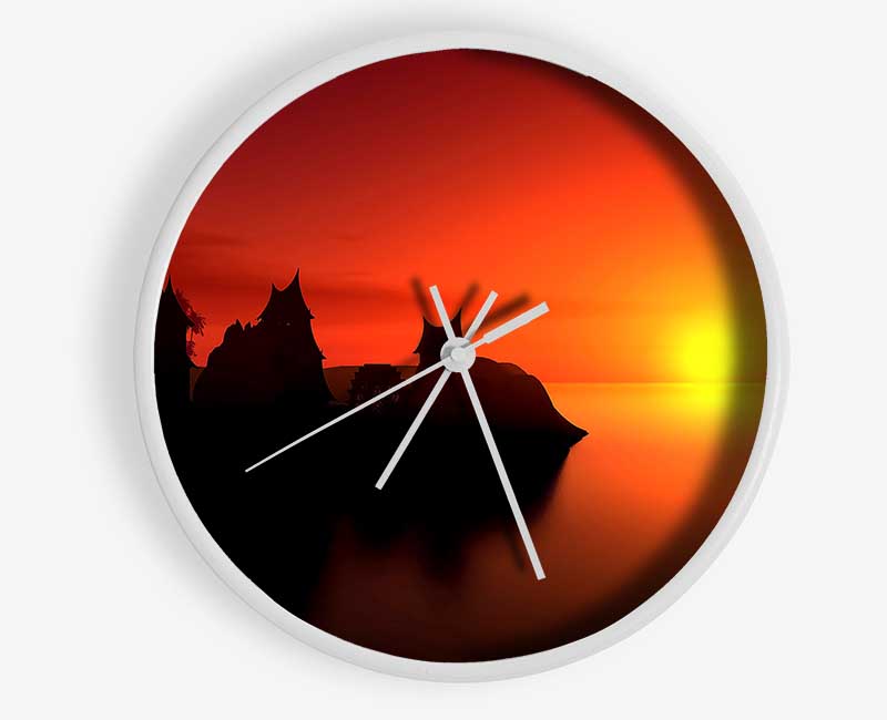 Sunset Village By The Sea Clock - Wallart-Direct UK