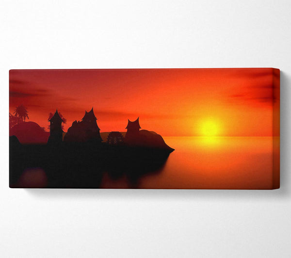 Sonnenuntergangsdorf am Meer