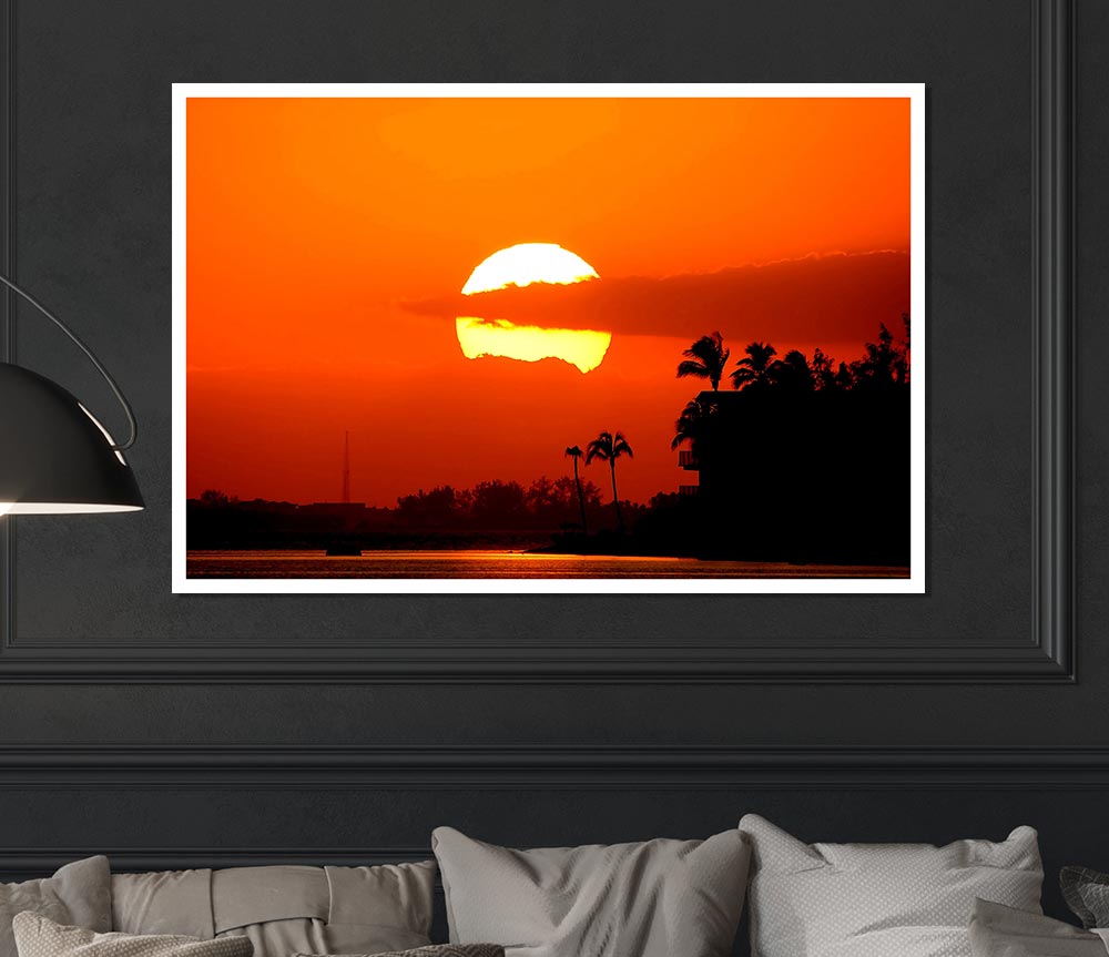 Huge Round Sun In The Sky Print Poster Wall Art