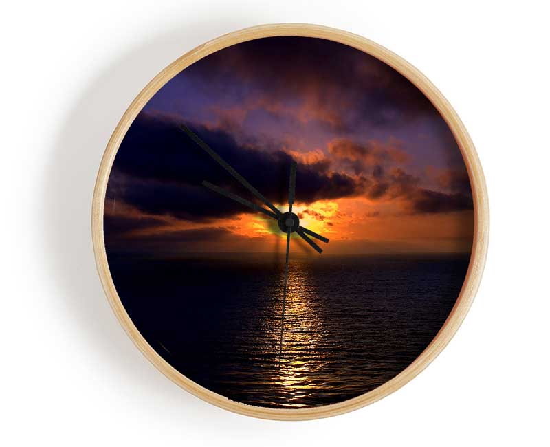 Sunset Open Sea Clock - Wallart-Direct UK
