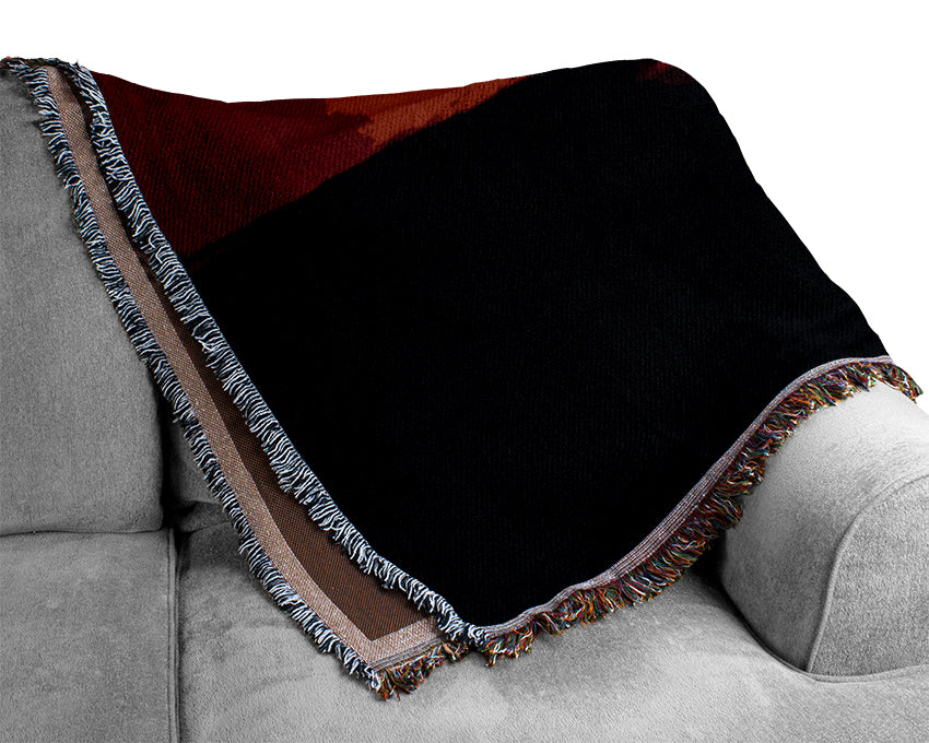 Red Sunset Clouds Woven Blanket