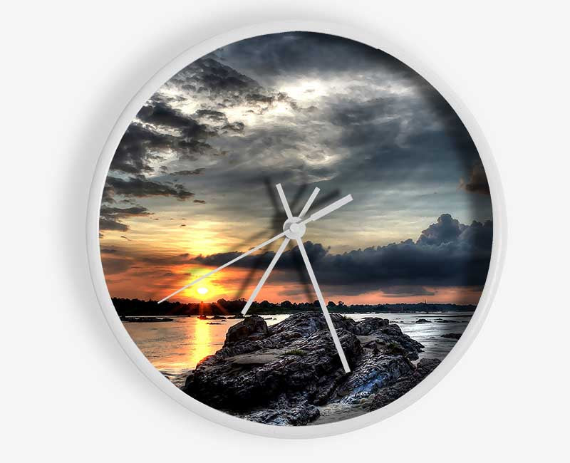 Sunset Storm Clock - Wallart-Direct UK
