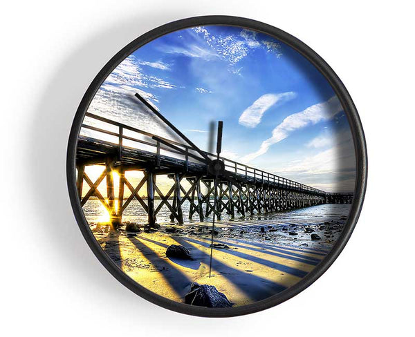 Sun Peaks Through The Pier Clock - Wallart-Direct UK