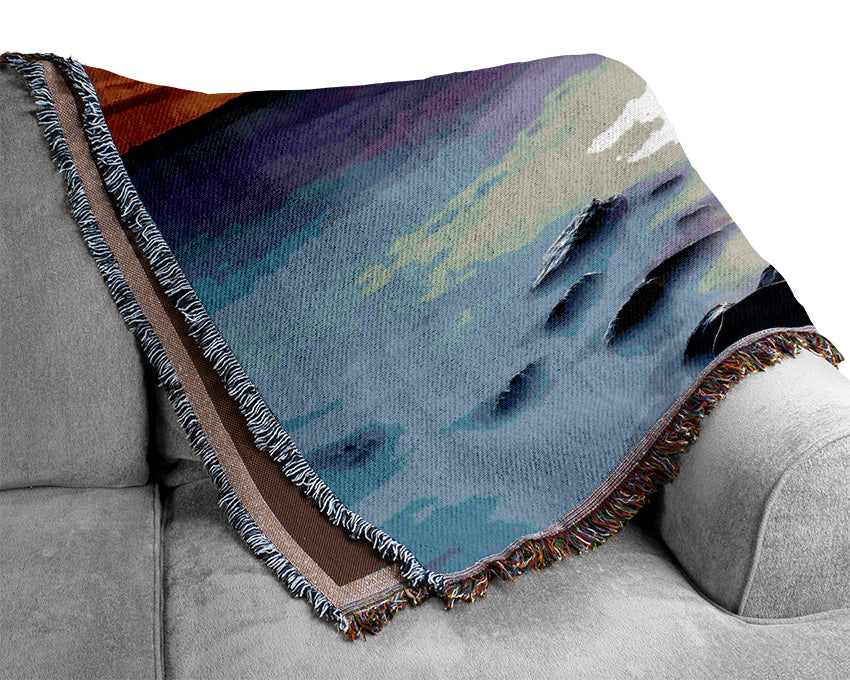 Sunset On The Tranquil Ocean Woven Blanket